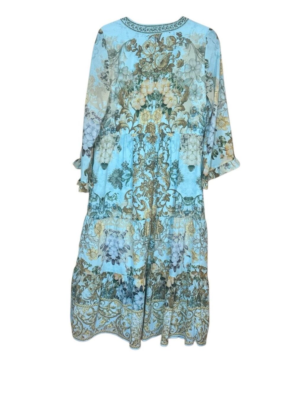 Soft Surroundings Baroque Maxi Dress Tiered Floral Lined Beaded Size Small - Picture 8 of 8